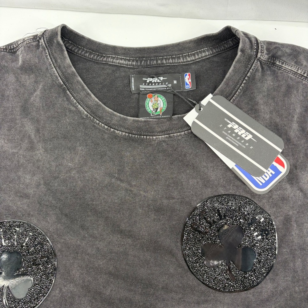 Pro Standard Boston Celtics NBA Washed Black Crystal Cropped T-Shirt Medium NWT